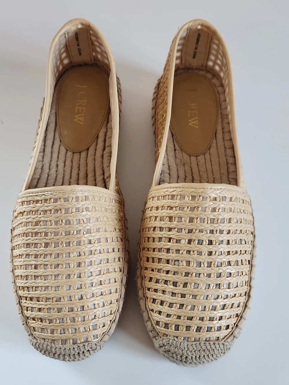 J. Crew Woven espadrille flats Natural Raffia Size 8.5 NWT